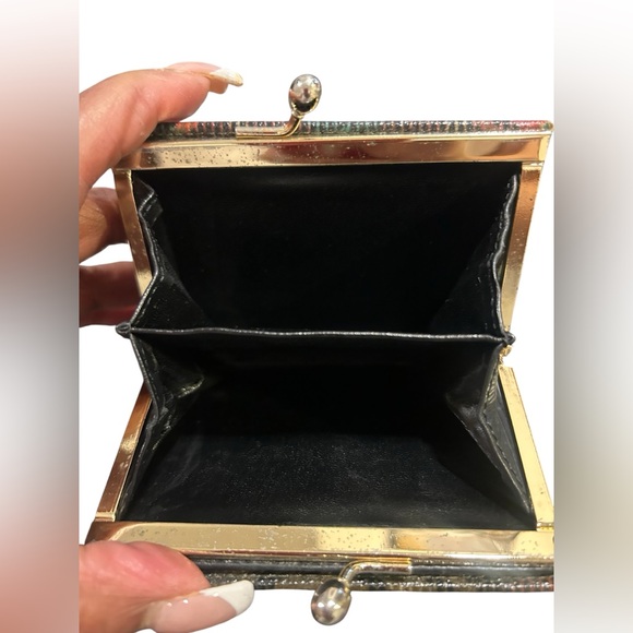 Vivienne Westwood Orange and Brown Checkered Wallet With a KISS Lock Closure - Picture 5 of 8